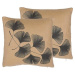BELIANI, Sada 2 vankúšov s motívom listov 45 × 45 cm béžovo čierna WAKAD, 257510