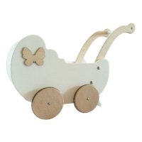 Dadaboom.sk Drevený kočík pre bábiky s dekoráciou biela + drevo