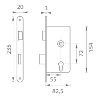 FA - ZÁMOK BB 72 BIELY POZINK POB - pozink biely BB otvor pre kľúč 72mm