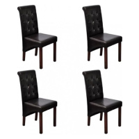 Jedálenská stolička 4 ks umelá koža / drevo Dekorhome Hnedá,Jedálenská stolička 4 ks umelá koža 