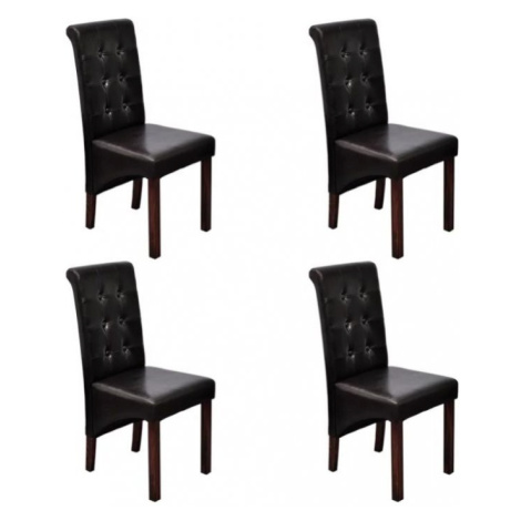 Jedálenská stolička 4 ks umelá koža / drevo Dekorhome Hnedá,Jedálenská stolička 4 ks umelá koža  vidaXL