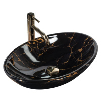 REA - Umývadlo na dosku Pamela Black Marble Shiny REA-U5067