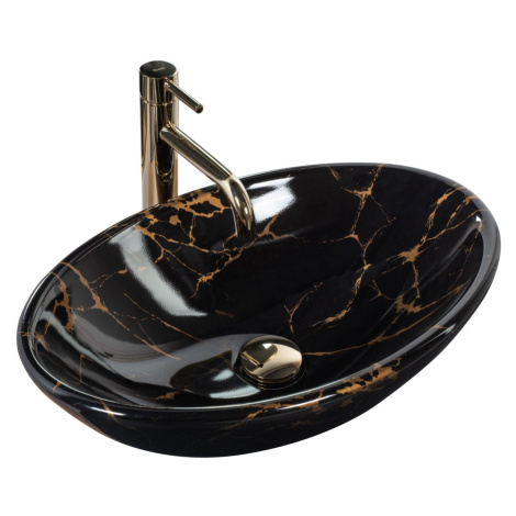 REA - Umývadlo na dosku Pamela Black Marble Shiny REA-U5067