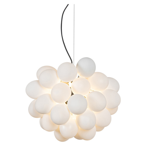 Závesné svietidlo v štýle Art Deco čierne s opálovým sklom 8-svetlo okrúhle - Uvas QAZQA