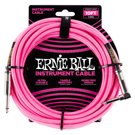 Ernie Ball 10' Braided Cable Neon Pink