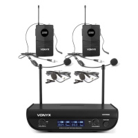 Vonyx WM82B Digital, 2-kanálový systém UHF bezdrôtových mikrofónov, 2 x headset mikrofón, 50 m, 