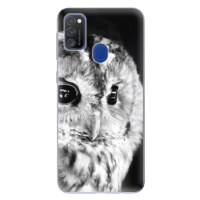Odolné silikónové puzdro iSaprio - BW Owl - Samsung Galaxy M21