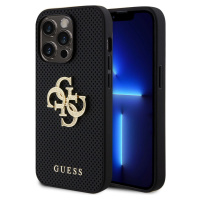 Guess Perforated 4G Glitter Metal Logo Kryt pre iPhone 14 Pro, Čierny