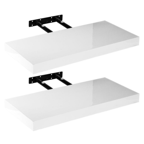 Stilista nástenná polica, sada 2 kusov, 40 cm, biely lesk