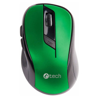 Myš C-TECH WLM-02, čierno-zelená, bezdrôtová, 1600DPI, 6 tlačidiel, USB nano prijímač