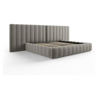 Sivá čalúnená dvojlôžková posteľ s úložným priestorom a roštom 200x200 cm Gina – Milo Casa