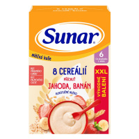 SUNAR mliečna kaša s 8 cereáliami jahoda, banán XXL 340 g