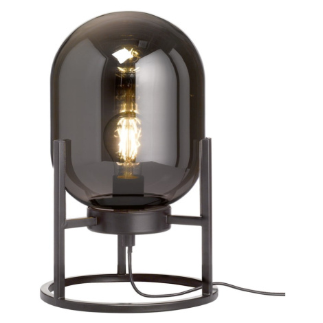 Čierna stolová lampa so skleneným tienidlom (výška  34 cm) Regi – Fischer & Honsel
