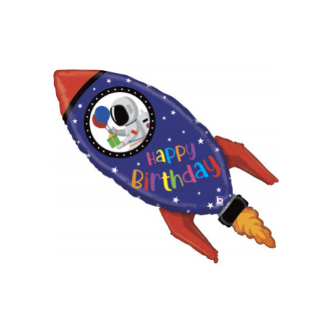Fóliový balón Happy Birthday Modrá raketa ALBI