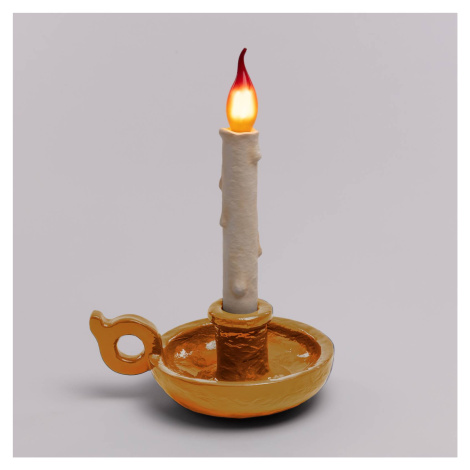Stolová LED lampa Grimm Bugia tvar sviečky zlatá SELETTI