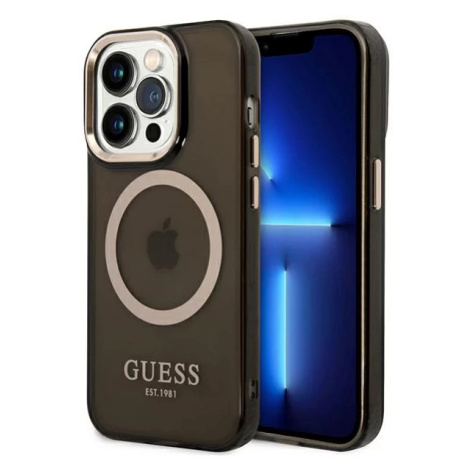 Kryt Guess GUHMP14LHTCMK iPhone 14 Pro 6,1" black hard case Gold Outline Translucent MagSafe (GU