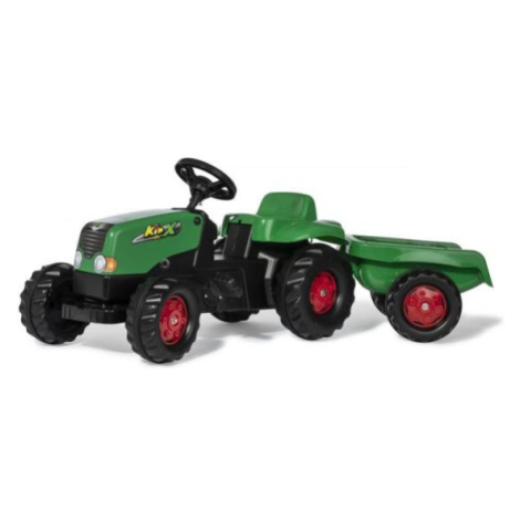 Rollytoys Šlapací traktor Rolly Kid s vlečkou - zeleno-červený