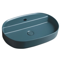 ISVEA - INFINITY OVAL keramické umývadlo na dosku, 60x40cm, matná zelena Petrol 10NF65060-2P