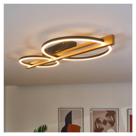 LED stropné svietidlo Tovak, borovica, dĺžka 75,8 cm, 2 svetlá, drevo Eco-Light