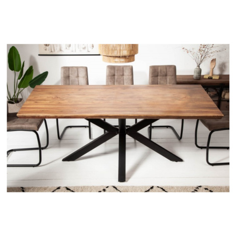 Estila Masívny jedálenský stôl Cosmos z dreva sheesham hnedej farby s čiernymi nohami z kovu 200