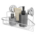 Rohová samodržiaca kovová kúpeľňová polička v striebornej farbe Bestlock Bath – Compactor