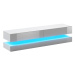 Signal Skrinka pod TV COSMO biela / sivý lesk LED modrá