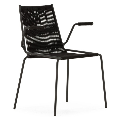 Čierne kovové jedálenské stoličky v súprave s podrúčkami/stohovateľné 2 ks Emily – Marckeric