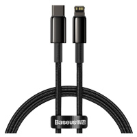 Baseus Tungsten Gold rýchlonabíjací / dátový kábel USB-C na Lightning PD 20W 1m, čierna