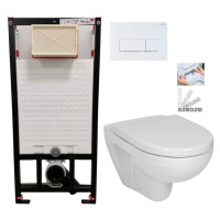 DEANTE Podstavný rám, pre závesné WC misy + SLIM tlačidlo bílé  + WC JIKA LYRA PLUS + SEDADLO du