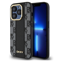 DKNY PU Leather Checkered Pattern Magsafe Zadný Kryt pre iPhone 15 Pro Black