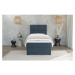 Tmavomodrá čalúnená jednolôžková posteľ s úložným priestorom s roštom 90x200 cm Lena – Ropez
