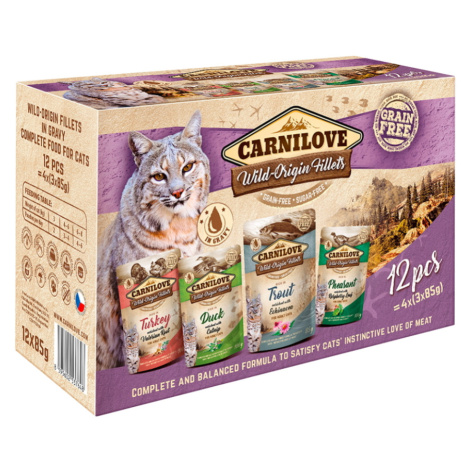 CARNILOVE Cat Pouch kapsičky s kúskami mäsa vo filetoch pre mačky 12 x 85 g