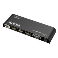 PremiumCord 4Kx2K@60Hz HDMI switch 3:1 kovový s diaľkovým ovládačom a napájacím adaptérom