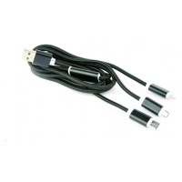 Kabel CABLEXPERT CC-USB2-AM31-1M USB A Male/Micro B + Type-C + Lightning, 1m, opletený, černý, b