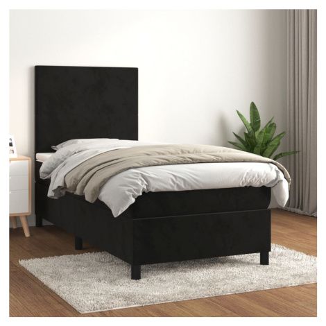 vidaXL Posteľný rám boxspring s matracom čierny 90x200 cm zamat