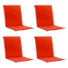 Vodeodolné podušky na záhradné stoličky 4 ks Dekorhome Červená,Vodeodolné podušky na záhradné st