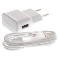Sieťový nabíjací adaptér, 5 V / 1000 mAh, zásuvka USB s káblom microUSB, Samsung, biely, továren