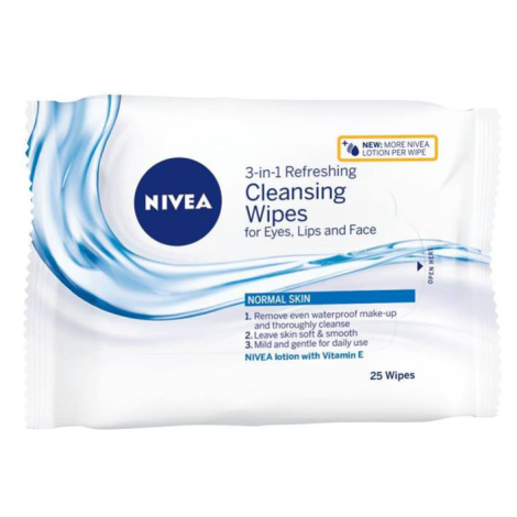 NIVEA Normal Skin osviežujúce čistiace pleťové obrúsky 3v1 modré 25ks