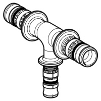 Redukovaný T-kus Geberit Mepla: PVDF, d=40mm, d1=26mm, d2=40mm