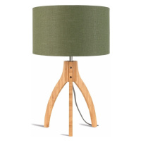 Stolová lampa so zeleným tienidlom a konštrukciou z bambusu Good&Mojo Annapurna