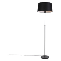Stojacia lampa čierna s čiernym ľanovým tienidlom nastaviteľným 45cm - Parte