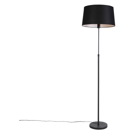 Stojacia lampa čierna s čiernym ľanovým tienidlom nastaviteľným 45cm - Parte QAZQA
