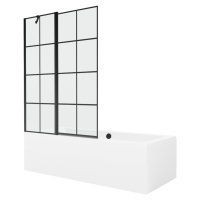 MEXEN/S - Cube obdĺžniková vaňa 180 x 80 cm s panelom + vaňová zástena 120 cm, čierna vzor 55051