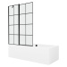 MEXEN/S - Cube obdĺžniková vaňa 180 x 80 cm s panelom + vaňová zástena 120 cm, čierna vzor 55051