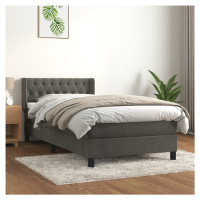 vidaXL Posteľný rám boxspring s matracom tmavosivý 90x190 cm zamat