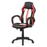 AUTRONIC KA-V505 RED kancelárska stolička,červená-čierna -biela ekokoža+MESH, hojdací mech, kríž