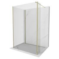 Mexen Kioto, 3-stenová sprchová zástena Walk-In Walk-in 120 x 80 x 30 cm, 8mm číre sklo, zlatý l