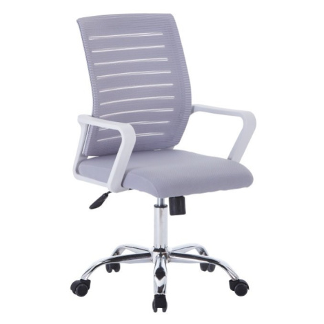 KONDELA Cage kancelárska stolička s podrúčkami sivá / biela / chróm Tempo Kondela