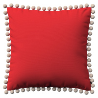 Dekoria Viera s brmbolcami, červená, 45 x 45 cm, Loneta, 133-43