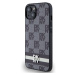 DKNY PU Leather Checkered Pattern and Stripe Zadný Kryt pre iPhone 13 Black